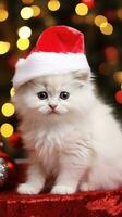 ai généré adorable duveteux hamster Père Noël chapeau séance Noël présent boîte lumières photo Nouveau année affiche
