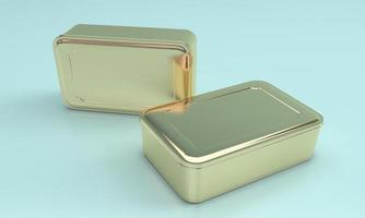 boîte de conserve alimentaire en métal carré doré photo