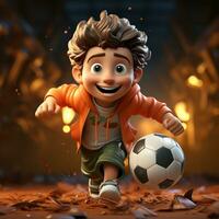 ai généré 3d dessin animé Football joueur photo