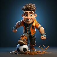 ai généré 3d dessin animé Football joueur photo