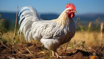 ai généré mignonne porcelet pâturage sur vert prairie, à la recherche à Marguerite généré par ai photo