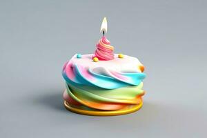 ai généré mignonne anniversaire coloré gâteau, sucré nourriture, génératif ai photo