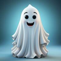 ai généré 3d dessin animé de un blanc fantôme photo