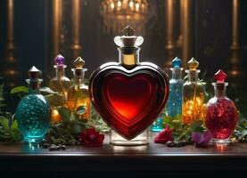 ai généré la créativité cristal cœur avec d'or couronne content la Saint-Valentin journée fond d'écran photo