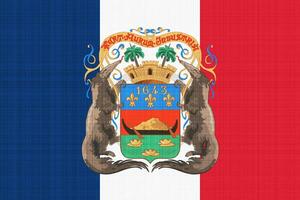 drapeau et manteau de bras de Guyane département de France sur une texturé Contexte. concept collage. photo