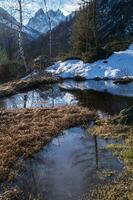 congelé Lac dans le français Alpes photo