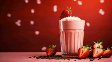 ai généré délicieux fraise Dalgona café et crème photo