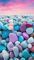 ai généré petit coloré rochers sur plage photo