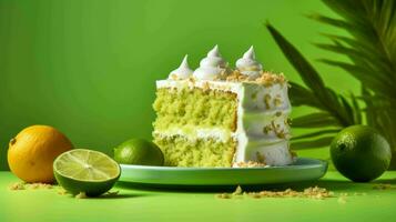 ai généré végétalien Avocat citron vert noix de coco gâteau photo