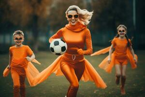 ai généré photo de magnifique femme super héroïne dans super-héros costume