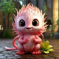 ai généré 3d dessin animé réaliste mignonne dragon fruit photo