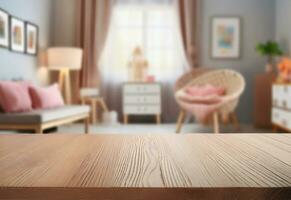 vide en bois table à l'intérieur le bébé pièce photo