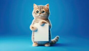 ai généré une mignonne chat en portant une Vide signe photo