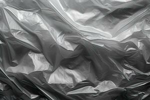 pente gris Plastique emballage recouvrir toile de fond. froissé et drapé texturé cellophane Matériel photo