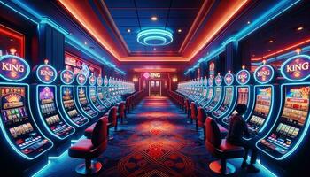 ai généré une somptueux casino intérieur avec abondant fente Machines photo