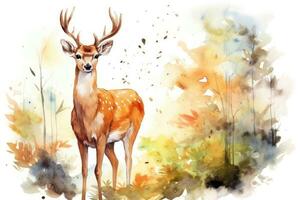 ai généré cerf illustration Contexte faune art marron mignonne forêt faon faune mammifère photo