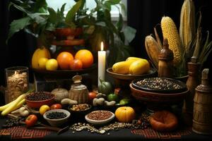 ai généré biologique tomber ingrédient l'automne citrouille récolte saisonnier légume végétarien régime table photo