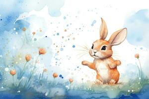 ai généré dessin animé lièvre lapin graphique marrant Contexte animal décoration sucré carte personnage photo