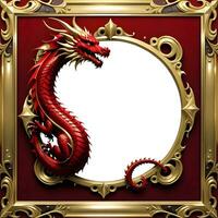 ai généré rouge et or dragon frontière Cadre ai illustration photo