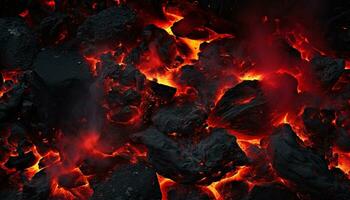 ai généré embrasé feu éclate, fusion acier dans la nature ardent enfer généré par ai photo