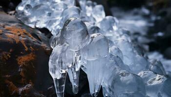 ai généré abstrait bleu la glace cristal reflète la nature congelé fraîcheur généré par ai photo