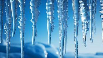 ai généré abstrait bleu la glace cristal reflète la nature congelé fraîcheur généré par ai photo