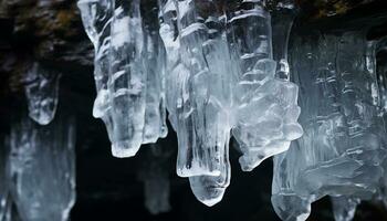 ai généré rafraîchissant boisson la glace cube fusion dans verre de du froid l'eau généré par ai photo