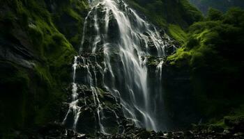 ai généré majestueux Montagne gamme, écoulement eau, tranquille scène, la nature beauté généré par ai photo