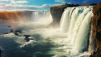 ai généré majestueux Montagne gamme, écoulement eau, tranquille scène, la nature beauté généré par ai photo