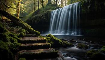 ai généré majestueux Montagne gamme, écoulement eau, tranquille scène, la nature beauté généré par ai photo