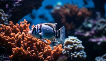 ai généré sous-marin beauté poisson, récif, nature, animal, eau, tropical climat généré par ai photo