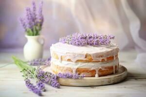 ai généré fraise shortcake avec tulipes à le côté. une printemps nourriture concept sur lumière ensoleillé Contexte. génératif ai photo