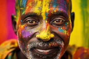 coloré portrait de africain homme , ai généré photo