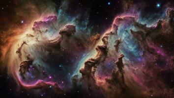 ai généré majestueux coloré étoilé espace galaxie nuage nébuleuse photo