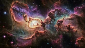 ai généré majestueux coloré étoilé espace galaxie nuage nébuleuse photo