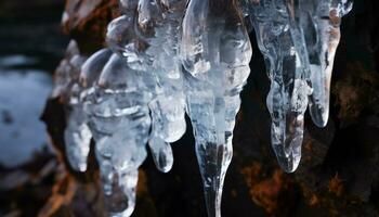 ai généré rafraîchissant boisson la glace cube fusion dans verre de du froid l'eau généré par ai photo