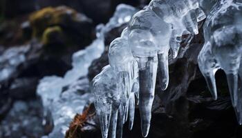 ai généré fraîcheur de hiver réfléchi dans transparent la glace cristal motifs généré par ai photo