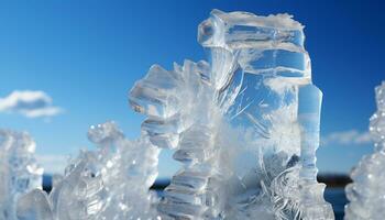 ai généré fraîcheur de hiver réfléchi dans transparent la glace cristal motifs généré par ai photo