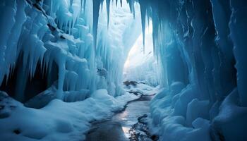 ai généré abstrait bleu la glace cristal reflète la nature congelé fraîcheur généré par ai photo