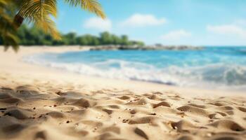 ai généré tropical littoral, bleu eau, paume des arbres été vacances paradis généré par ai photo