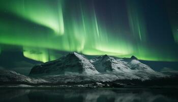 ai généré majestueux Montagne intervalle illuminé par étoilé nuit, tranquille scène généré par ai photo