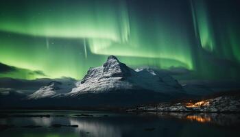 ai généré majestueux Montagne intervalle illuminé par étoilé nuit, tranquille scène généré par ai photo