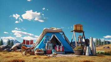 ai généré camping équipements et accessoires photo