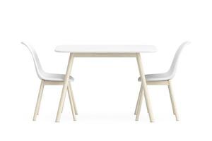 cuisine moderne blanc Plastique table et chaises ensemble. 3d le rendu photo