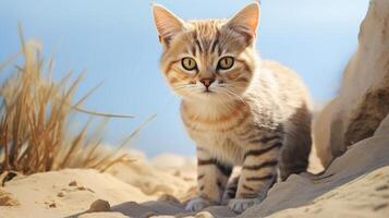 ai généré le sable chat natura animal fond d'écran Contexte photo