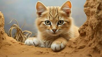 ai généré le sable chat natura animal fond d'écran Contexte photo