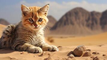 ai généré le sable chat natura animal fond d'écran Contexte photo