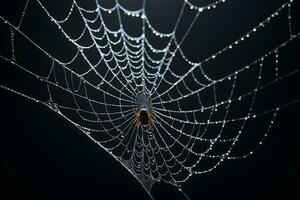 ai généré araignée la toile isolé dans noir Contexte ai génératif photo