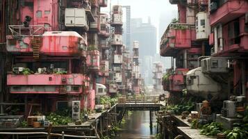 ai généré génératif ai, futuriste Japonais ville dans cyberpunk style, métaverse asiatique ville, rétro futurisme photo