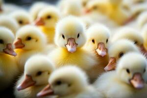 ai généré mignonne duveteux petit peu Jaune canards ai généré photo